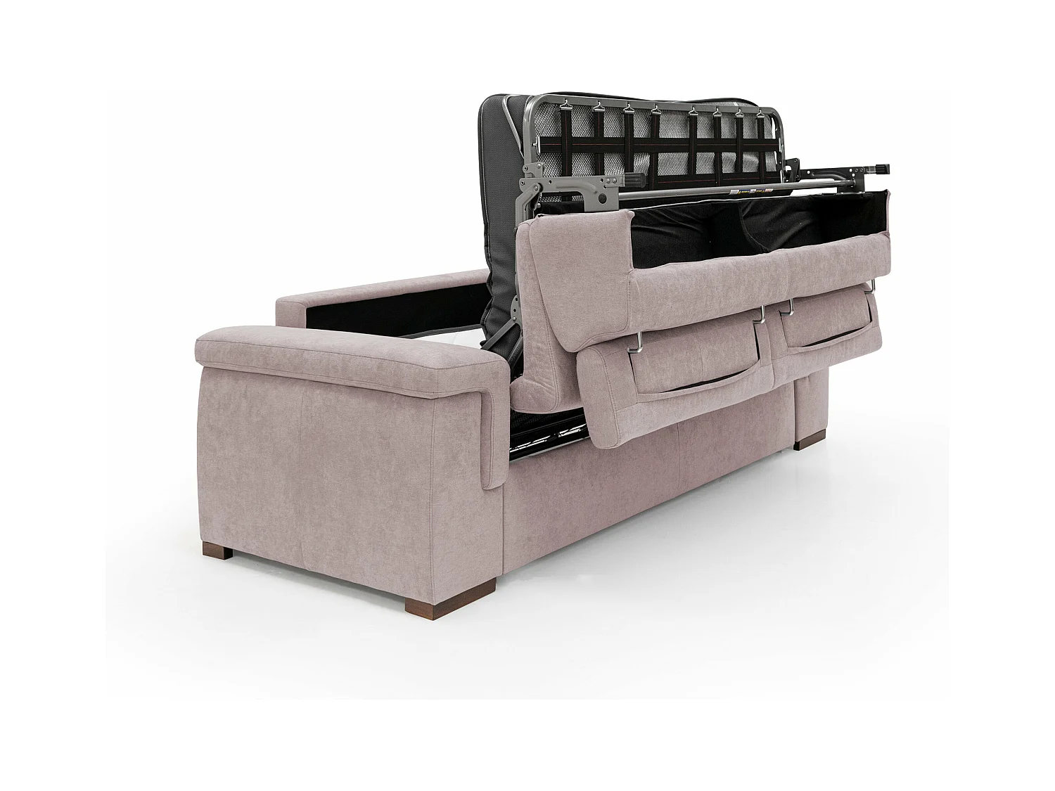 Giunone Sofá cama convertible con colchón de 18 cm y reposacabezas reclinables en tejido impermeable 240 cm (mat. 160x197 cm) Rosa