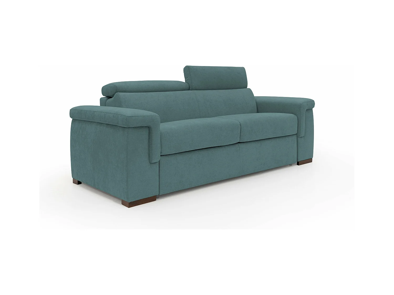 Giunone Canapé convertible matelas H18 cm en tissu imperméable T02 220 cm (mat. 140x297) bleu canard