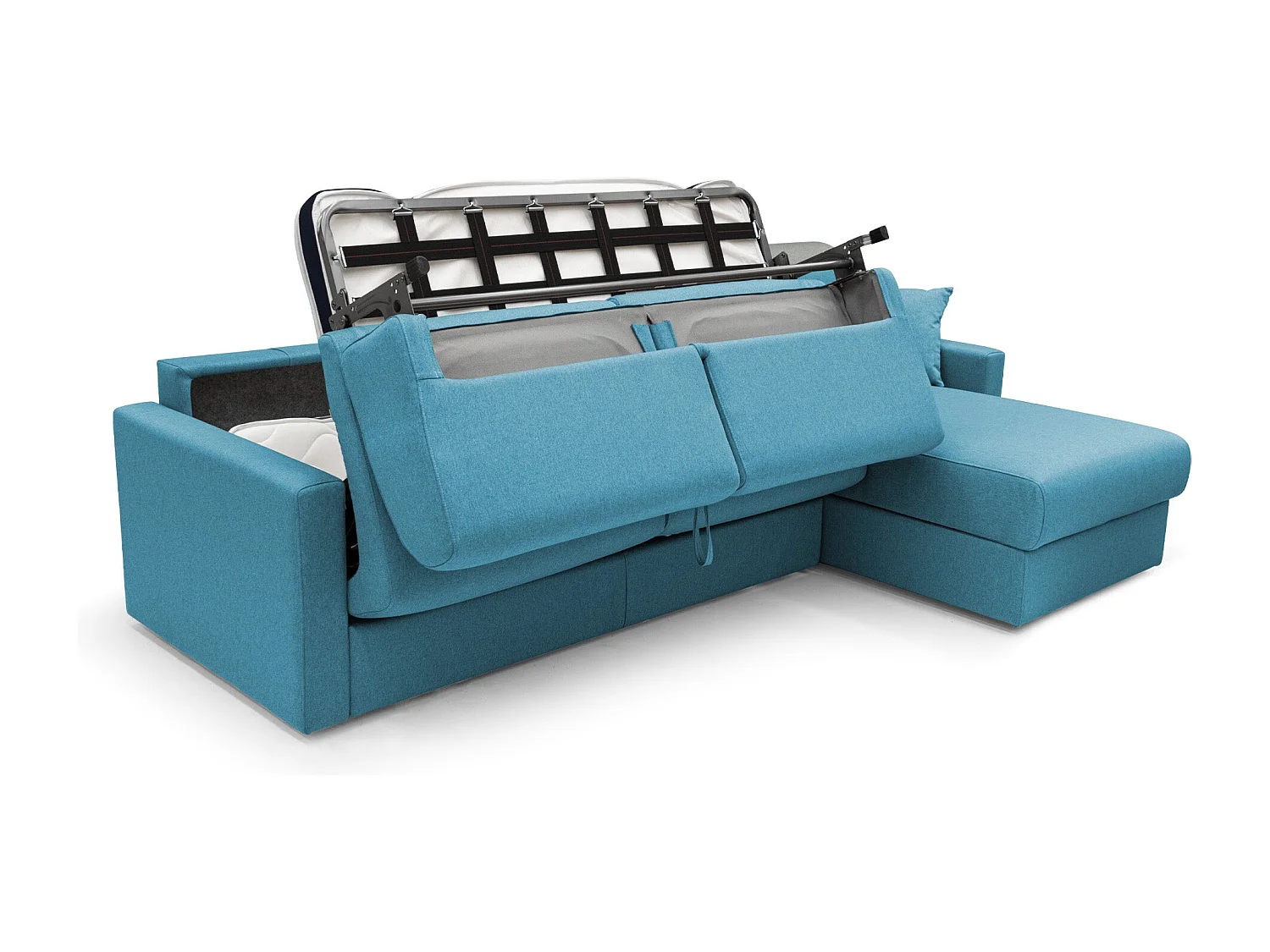 Chris Divano letto angolare 5 posti in tessuto impermeabile T13 248 cm Destro (mat. 120x197) azzurro