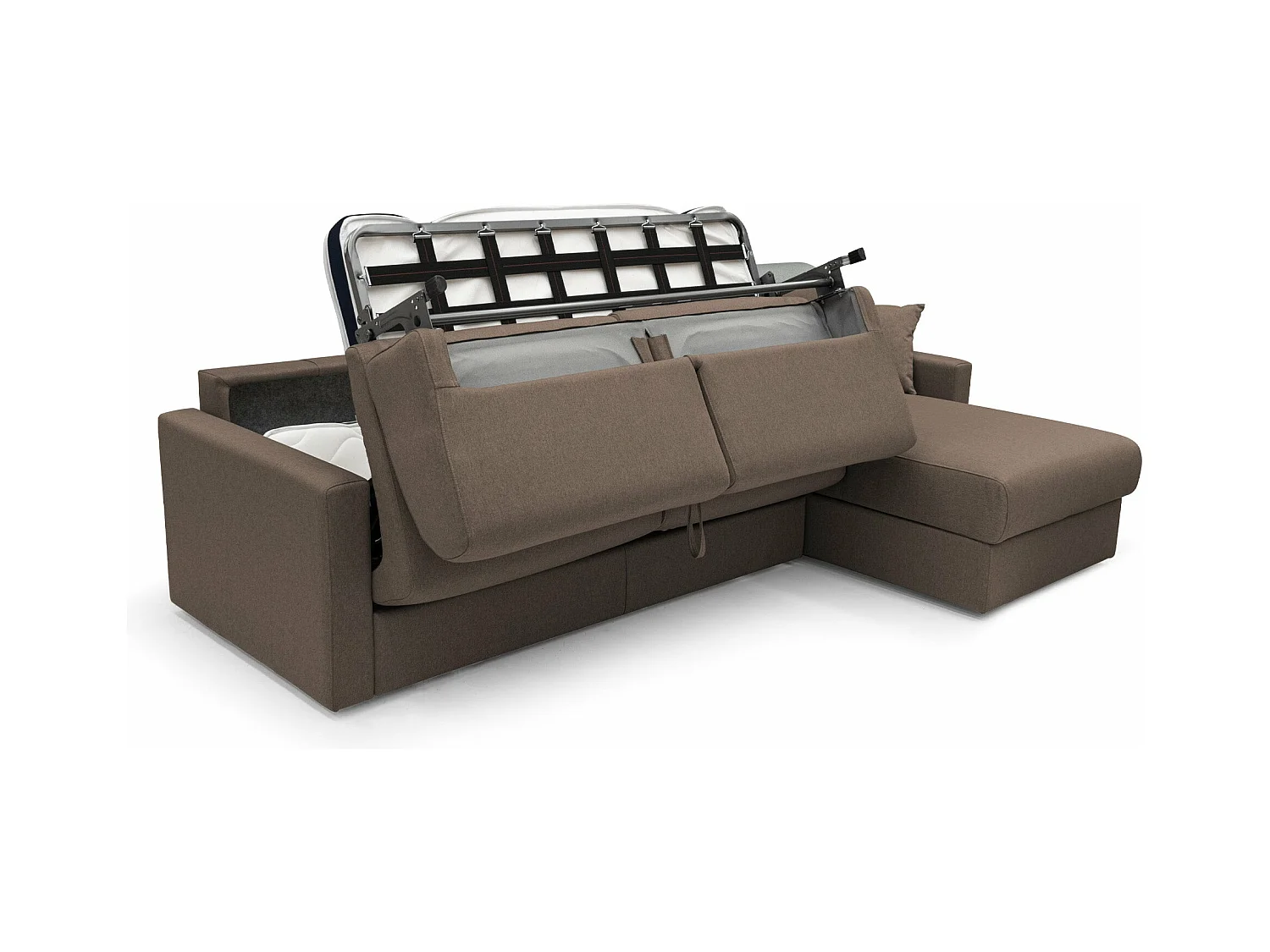 Chris Canapé d'angle 5 places en tissu imperméable 268 cm Droit Brun