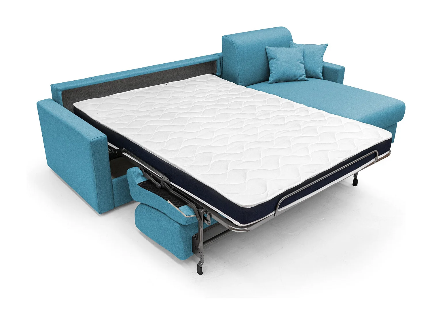 Chris Divano letto angolare 5 posti in tessuto impermeabile T13 268 cm Sinistro (mat. 140x197) azzurro