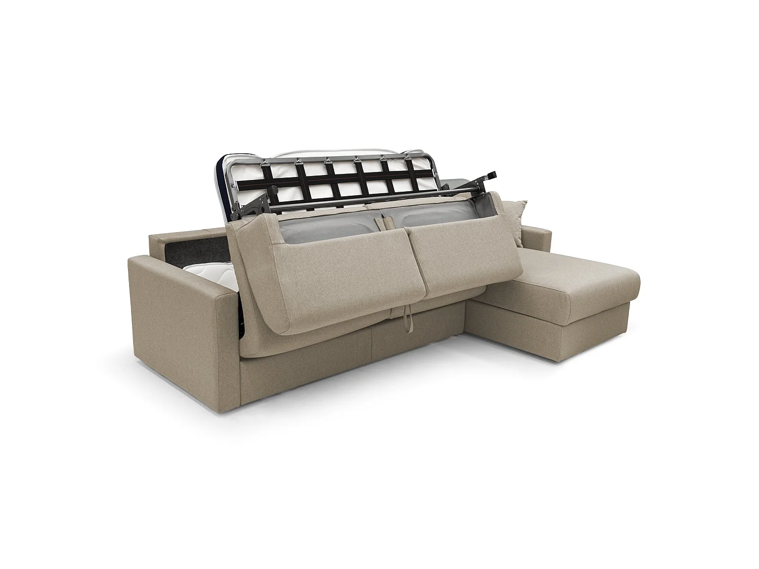 Chris Divano letto angolare 5 posti in tessuto impermeabile T13 248 cm Sinistro (mat. 120x197) beige