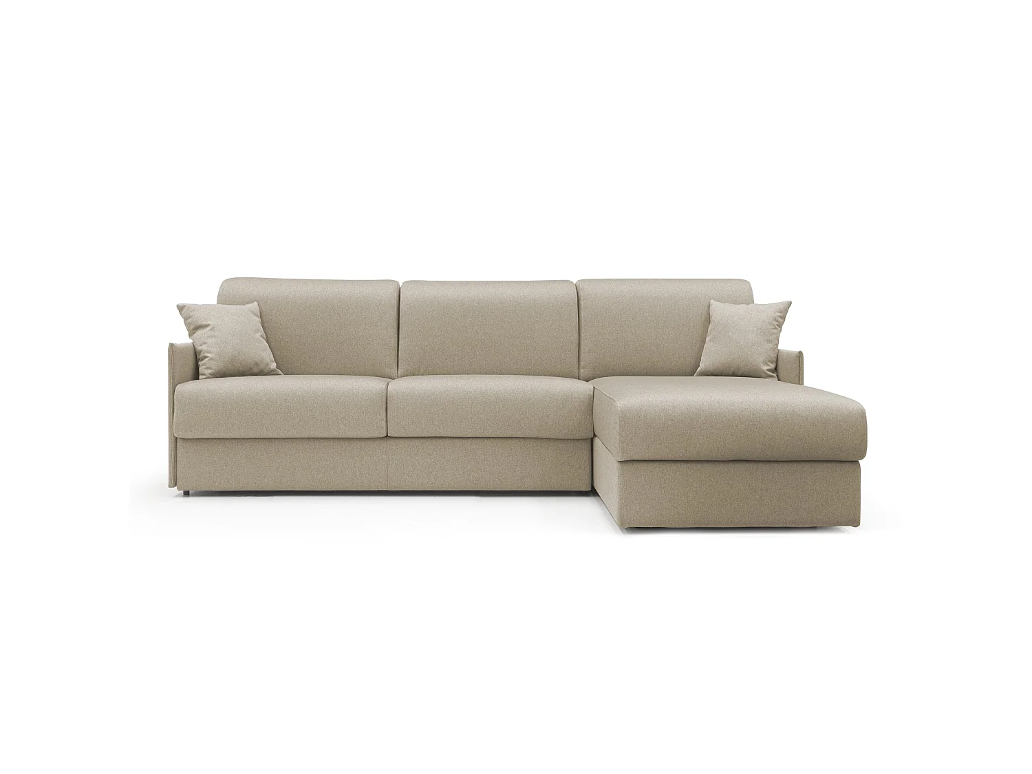 Evans Divano letto angolare con penisola in morbido tessuto impermeabile T13 252 cm Destro (mat. 140x197)  beige