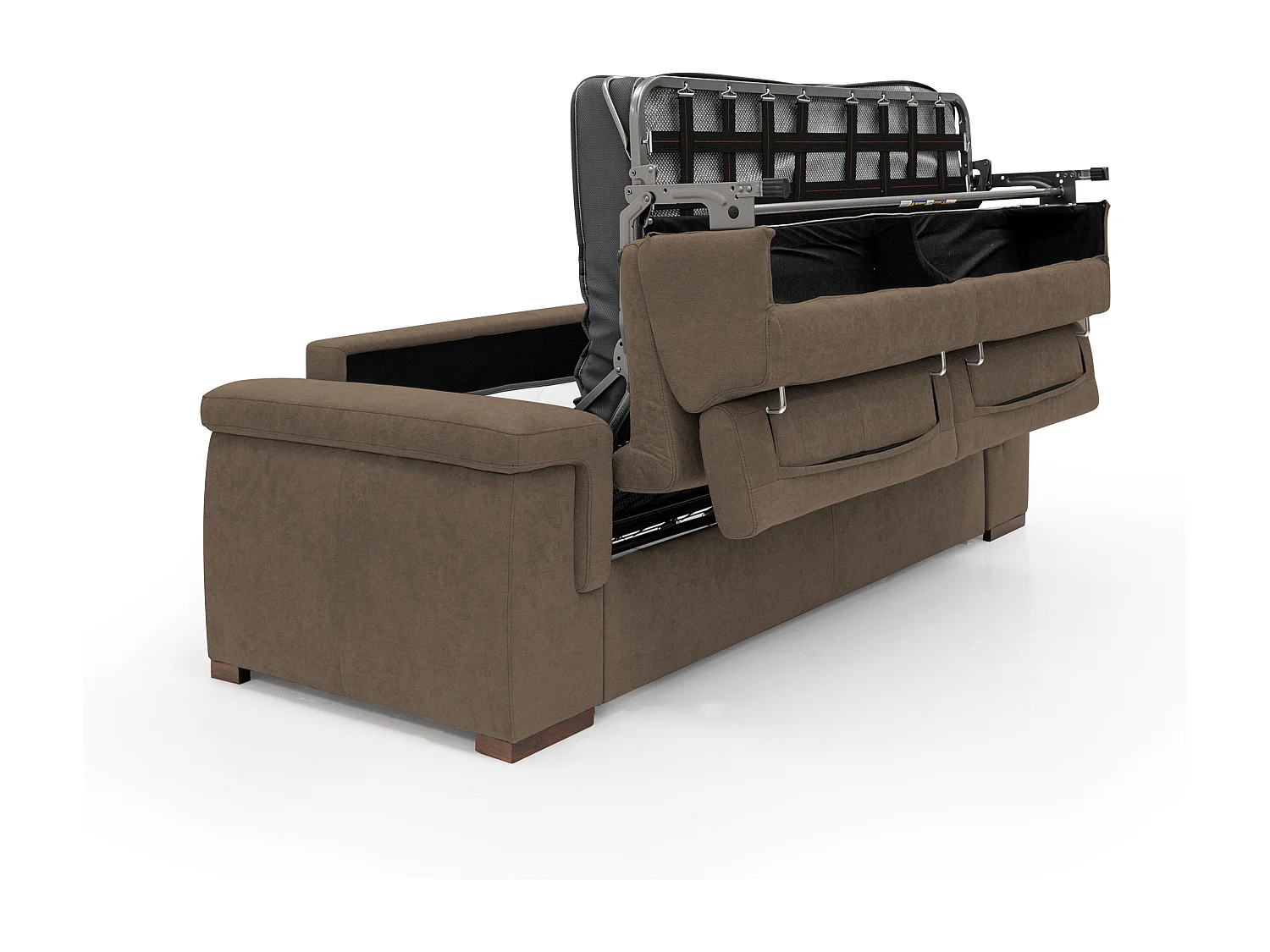 Giunone Sofá cama convertible con colchón de 18 cm y reposacabezas reclinables en tejido impermeable 220 cm (mat. 140x197 cm) Marrón