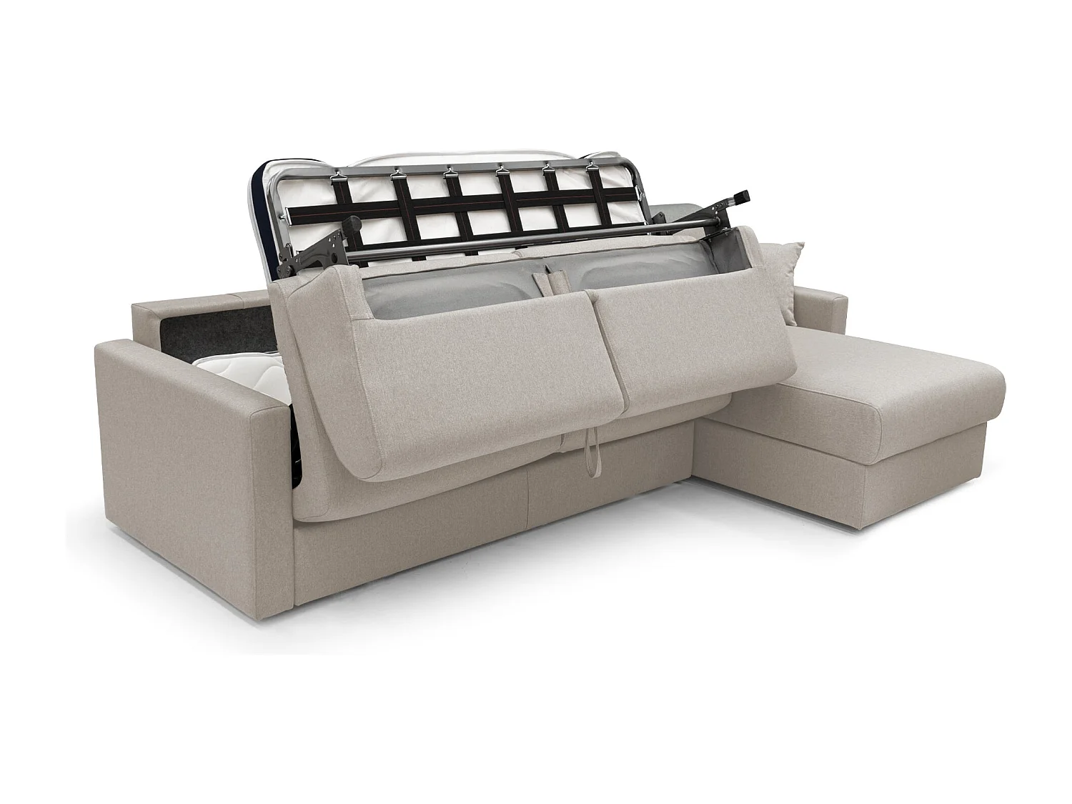 Chris Divano letto angolare 5 posti in tessuto impermeabile T13 268 cm Destro (mat 140x197) panna