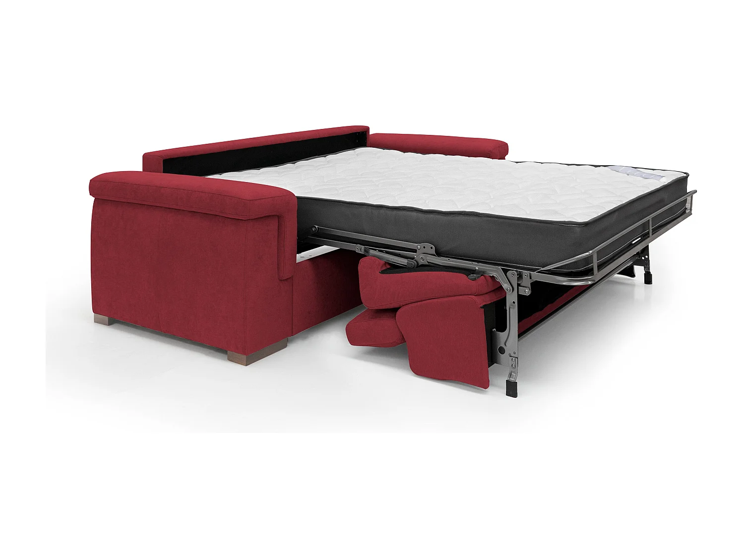 Giunone Sofá cama convertible con colchón de 18 cm y reposacabezas reclinables en tejido impermeable 200 cm (mat. 120x197 cm) Rojo