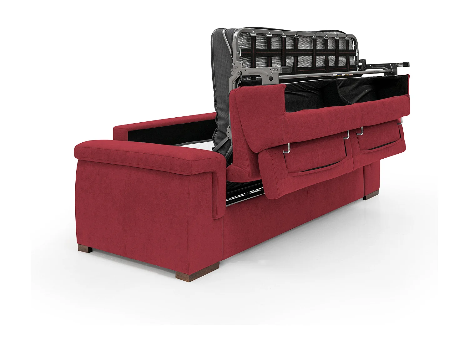 Giunone Sofá cama convertible con colchón de 18 cm y reposacabezas reclinables en tejido impermeable 200 cm (mat. 120x197 cm) Rojo