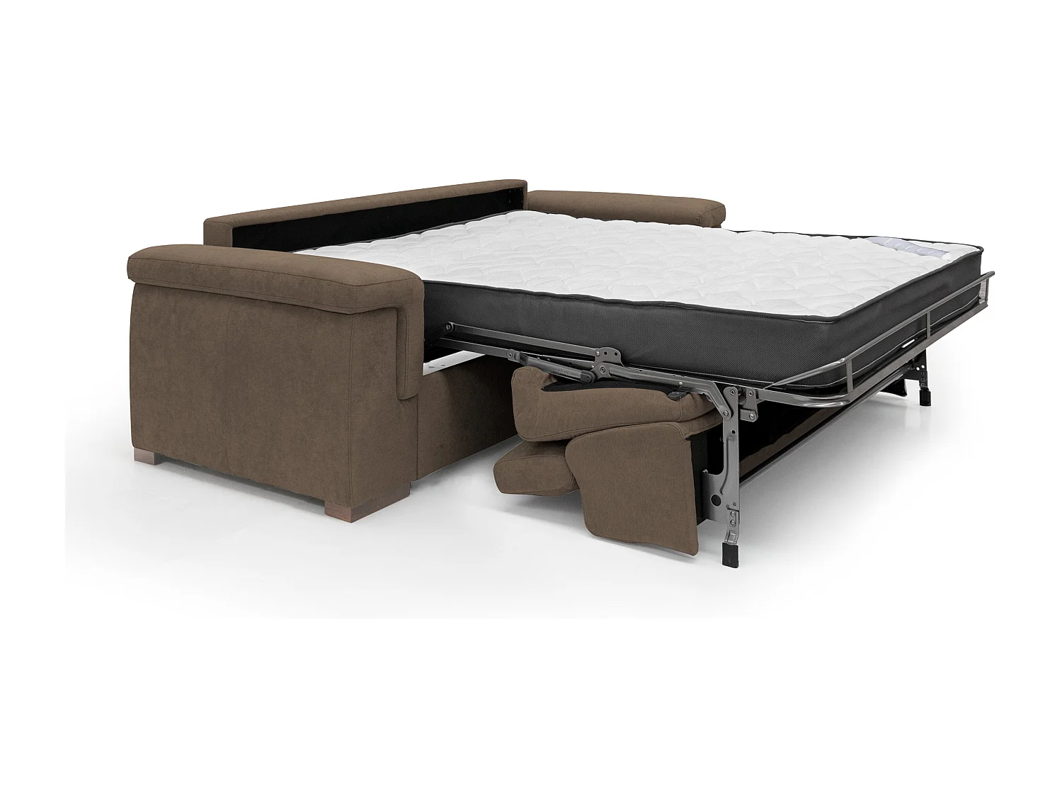 Giunone Schlafsofa mit 18 cm hoher Matratze und verstellbaren Kopfstützen aus wasserfestem Stoff T02 200 cm (mat.120x197) braun