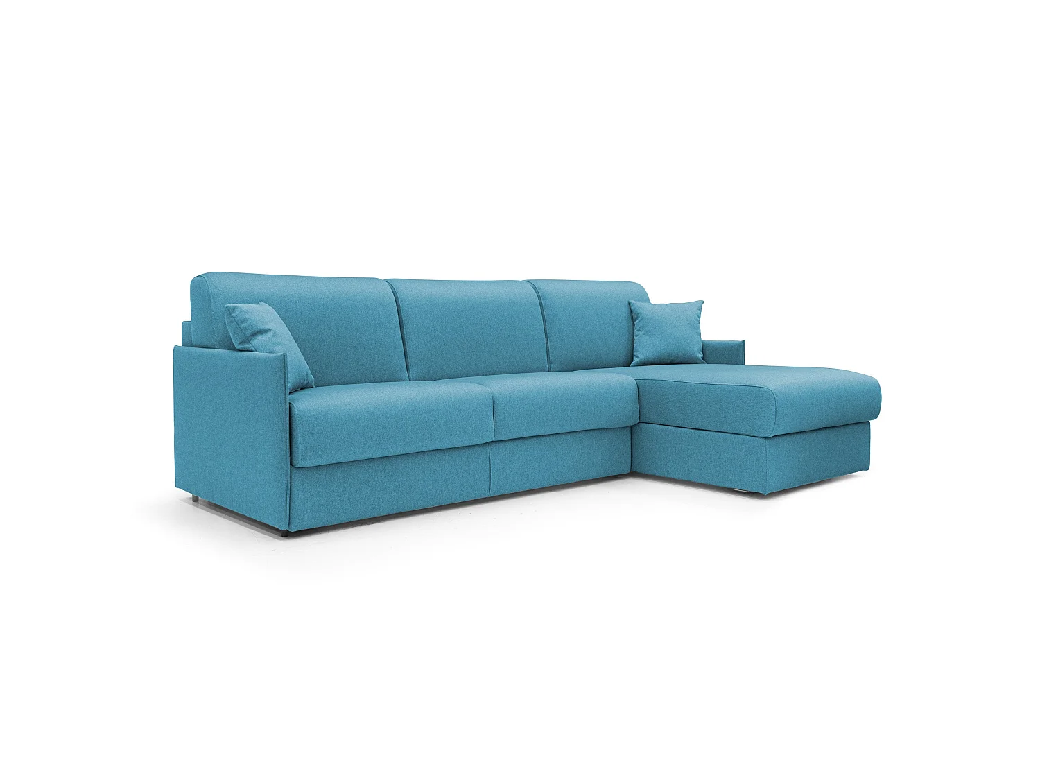 Evans Sofá esquinero convertible en tela impermeable 272 cm Derecho (mat. 160x197) Azul Claro