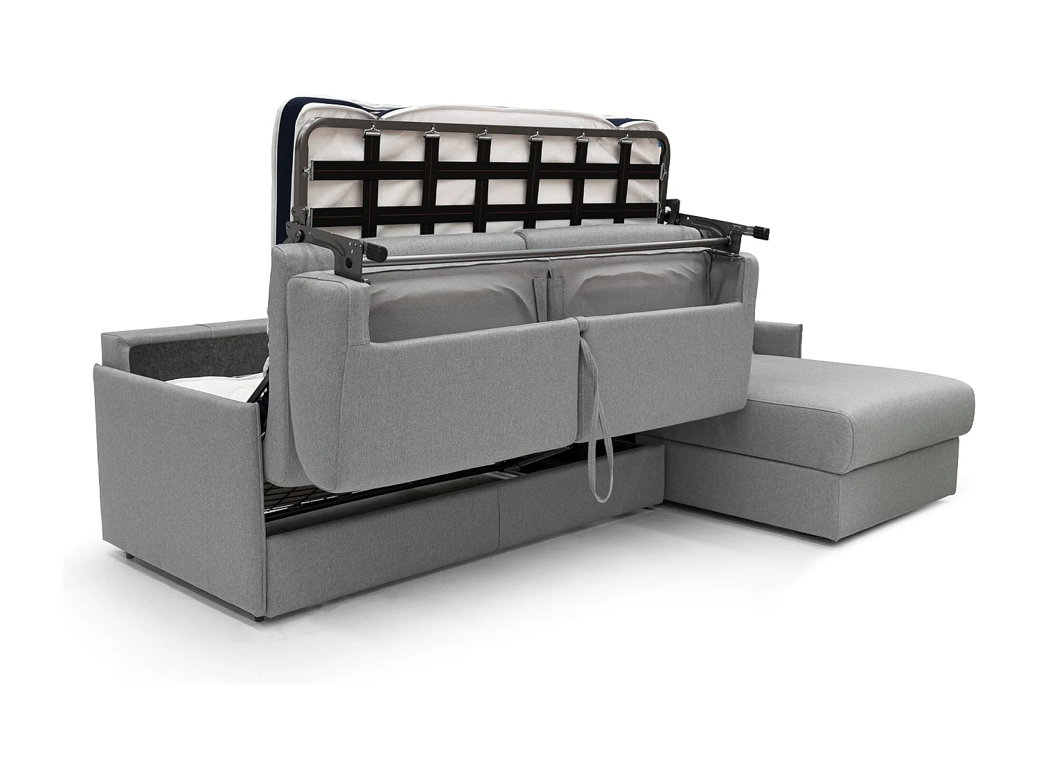 Evans Divano letto angolare con penisola in morbido tessuto impermeabile T13 232 cm Sinistro (mat. 120x197)  grigio