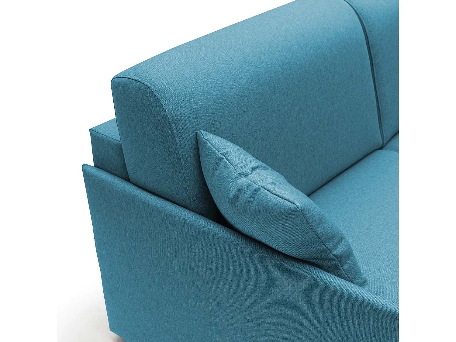 Evans Divano letto angolare con penisola in morbido tessuto impermeabile T13 252 cm Destro (mat. 140x197)  azzurro