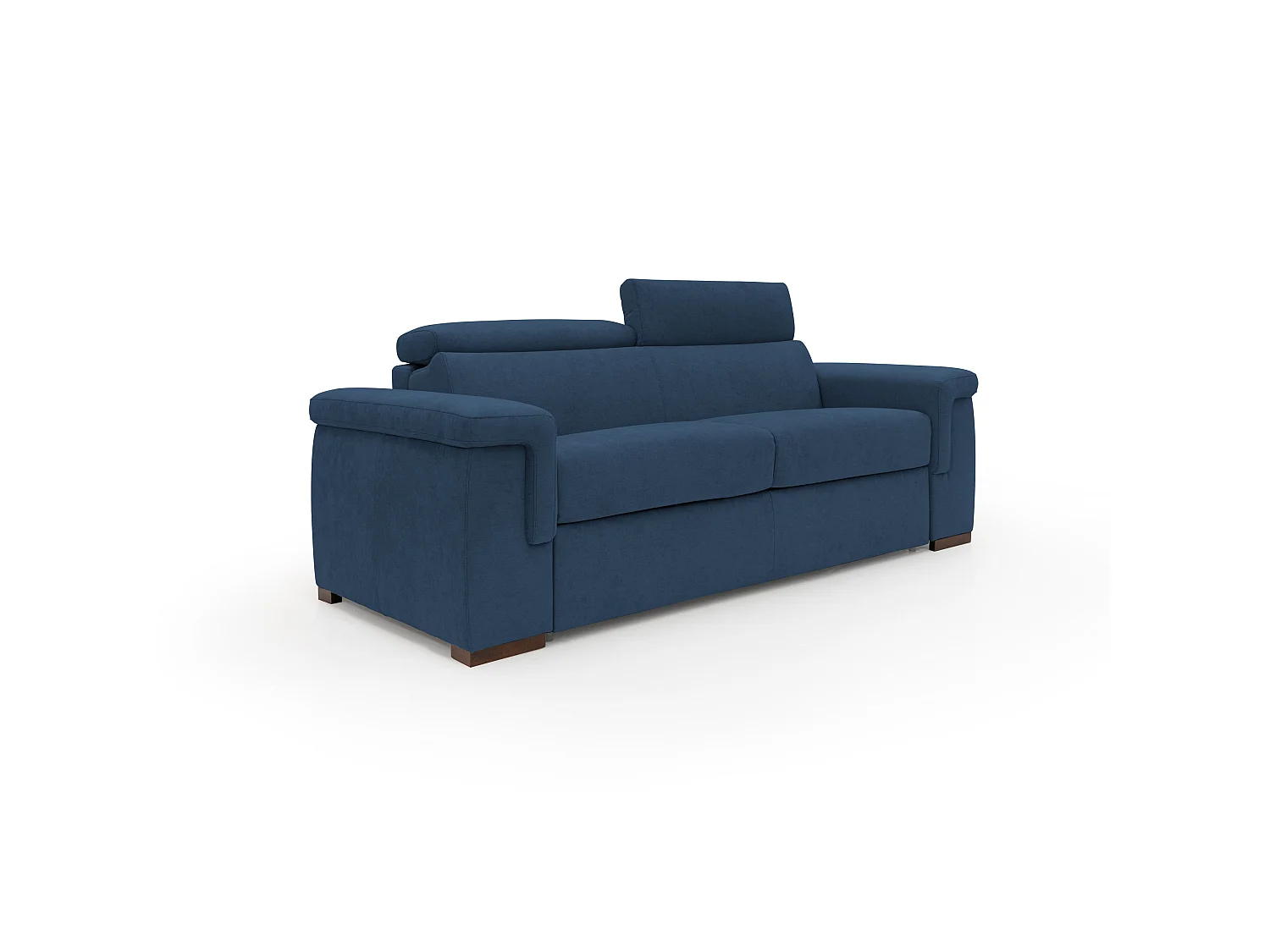 Giunone Schlafsofa mit 18 cm hoher Matratze und verstellbaren Kopfstützen aus wasserfestem Stoff T02 240 cm (mat. 160x297) blau