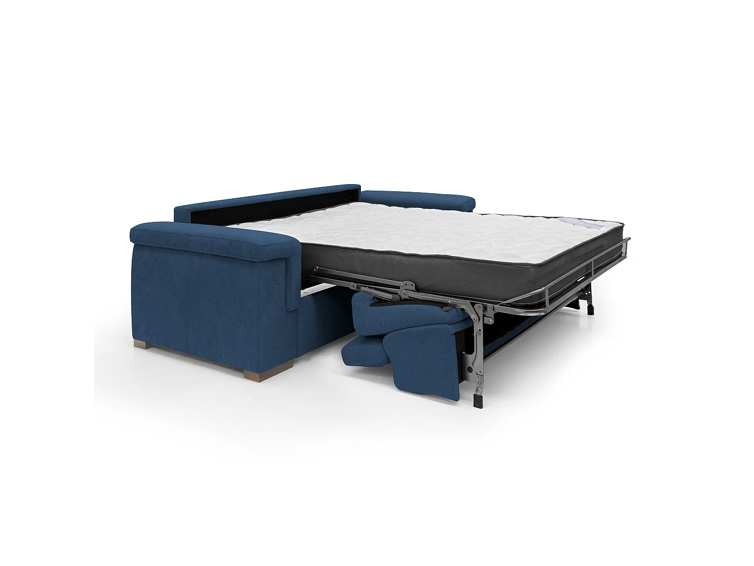 Giunone Schlafsofa mit 18 cm hoher Matratze und verstellbaren Kopfstützen aus wasserfestem Stoff T02 240 cm (mat. 160x297) blau