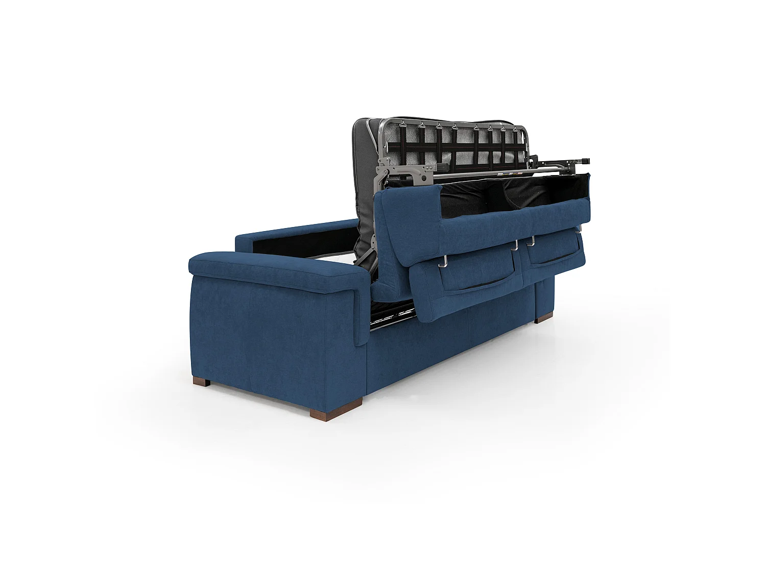Giunone Schlafsofa mit 18 cm hoher Matratze und verstellbaren Kopfstützen aus wasserfestem Stoff T02 240 cm (mat. 160x297) blau