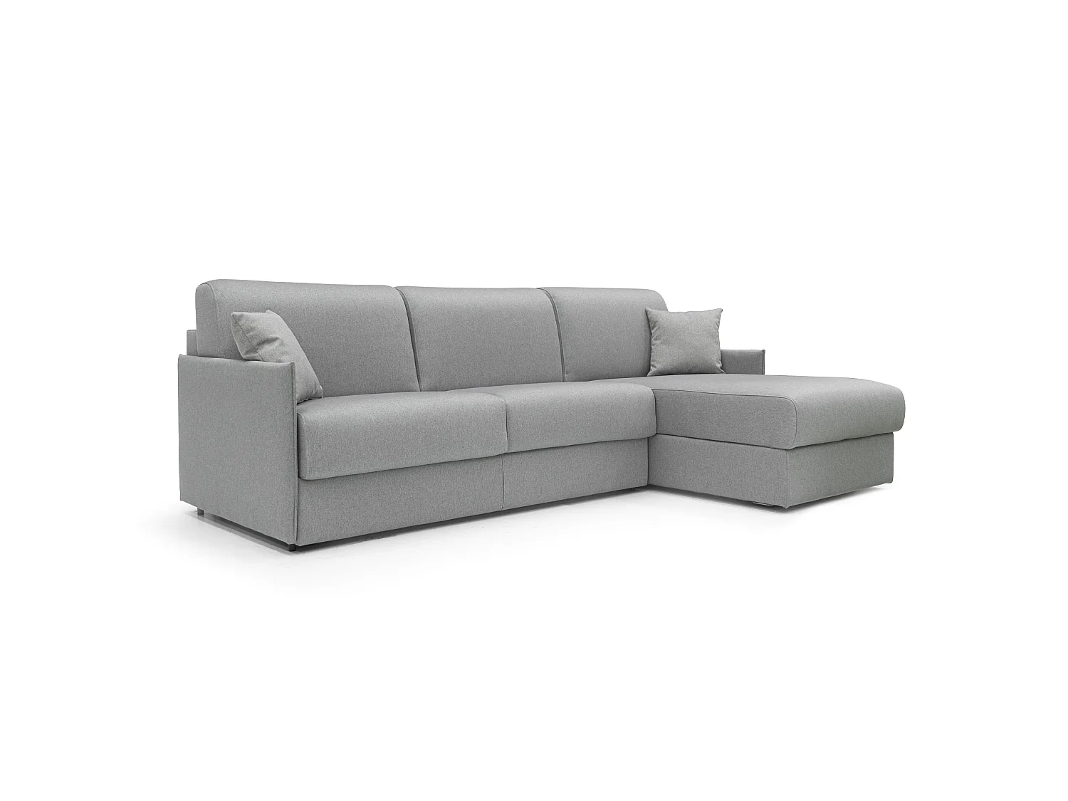 Evans Divano letto angolare con penisola in morbido tessuto impermeabile T13 252 cm Destro (mat. 140x197)  grigio
