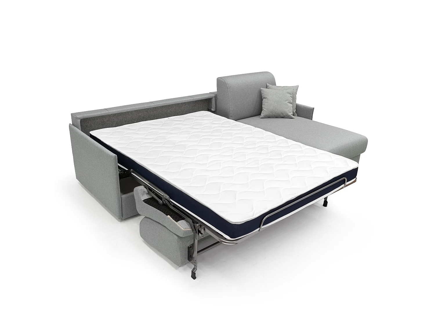 Evans Divano letto angolare con penisola in morbido tessuto impermeabile T13 252 cm Destro (mat. 140x197)  grigio