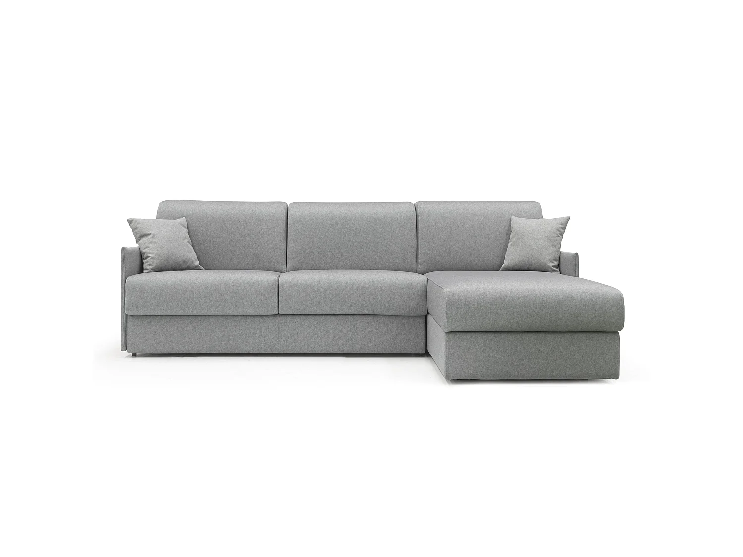 Evans Divano letto angolare con penisola in morbido tessuto impermeabile T13 252 cm Destro (mat. 140x197)  grigio