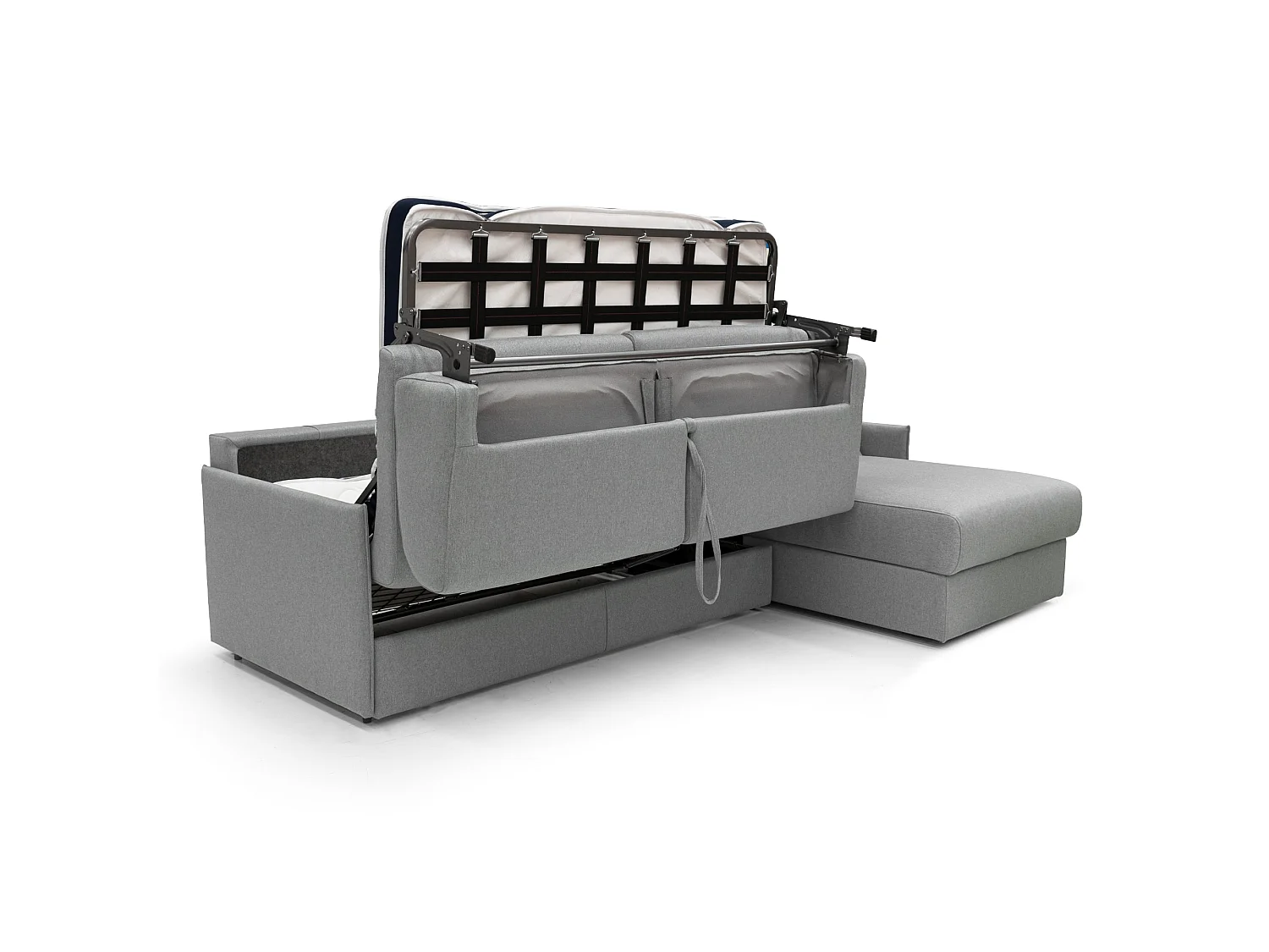 Evans Divano letto angolare con penisola in morbido tessuto impermeabile T13 252 cm Destro (mat. 140x197)  grigio