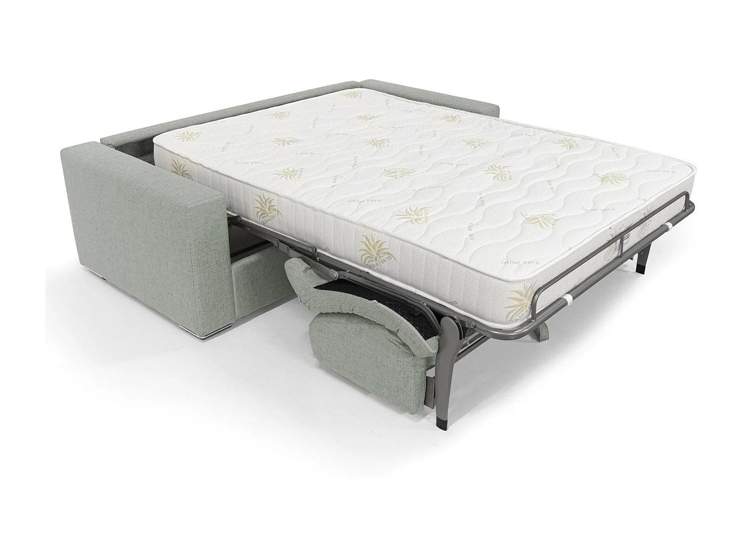 Nixon Schlafsofa mit 20 cm Matratze aus wasserfestem Stoff T03 220 cm (mat. 160x197) Hellgrau