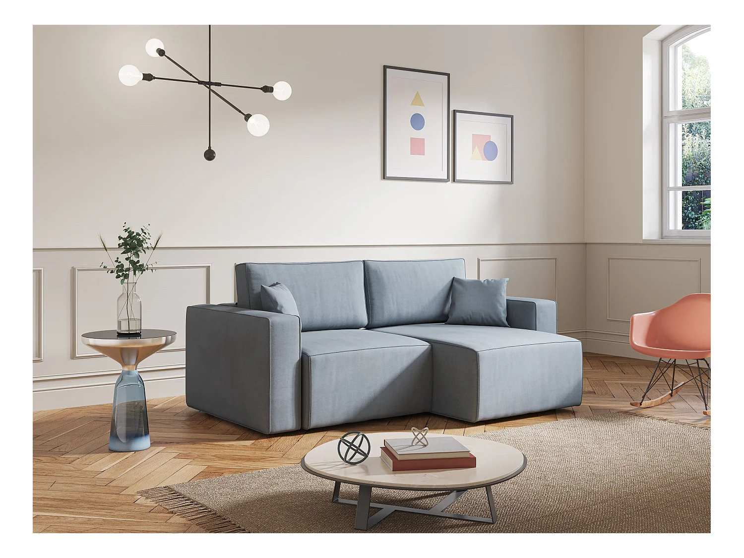 Morfeo Sofa mit ausziehbaren Sitzen aus weichem wasserfestem Stoff T02 180 cm baby blau