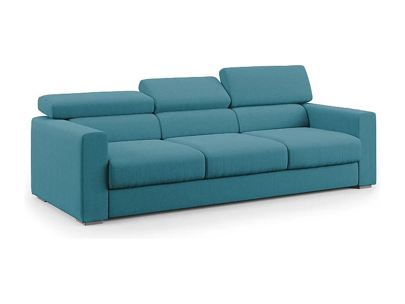 Dylan Canapé avec pouf amovible à 3 assises en tissu effet coton imperméable T13 240 cm bleu ciel