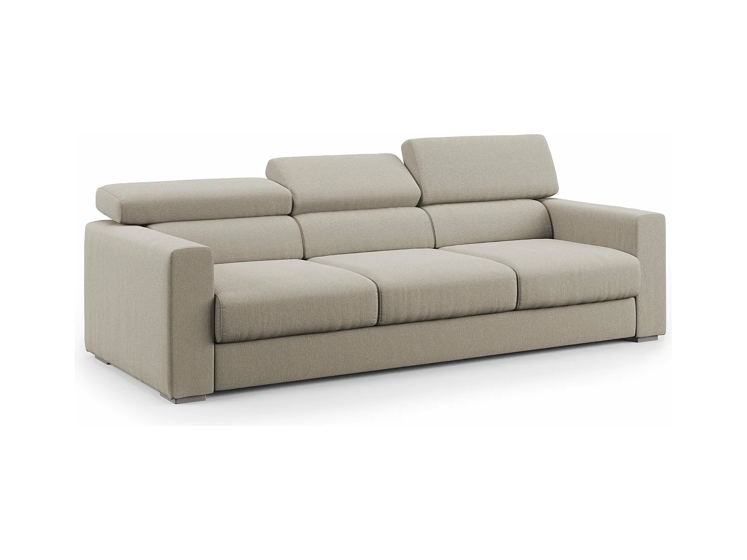Dylan Canapé avec pouf amovible à 3 assises en tissu effet coton imperméable T13 240 cm creme