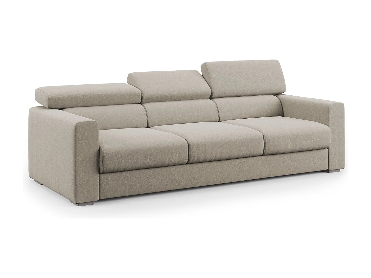 Dylan Canapé avec pouf amovible à 3 assises en tissu effet coton imperméable T13 240 cm creme