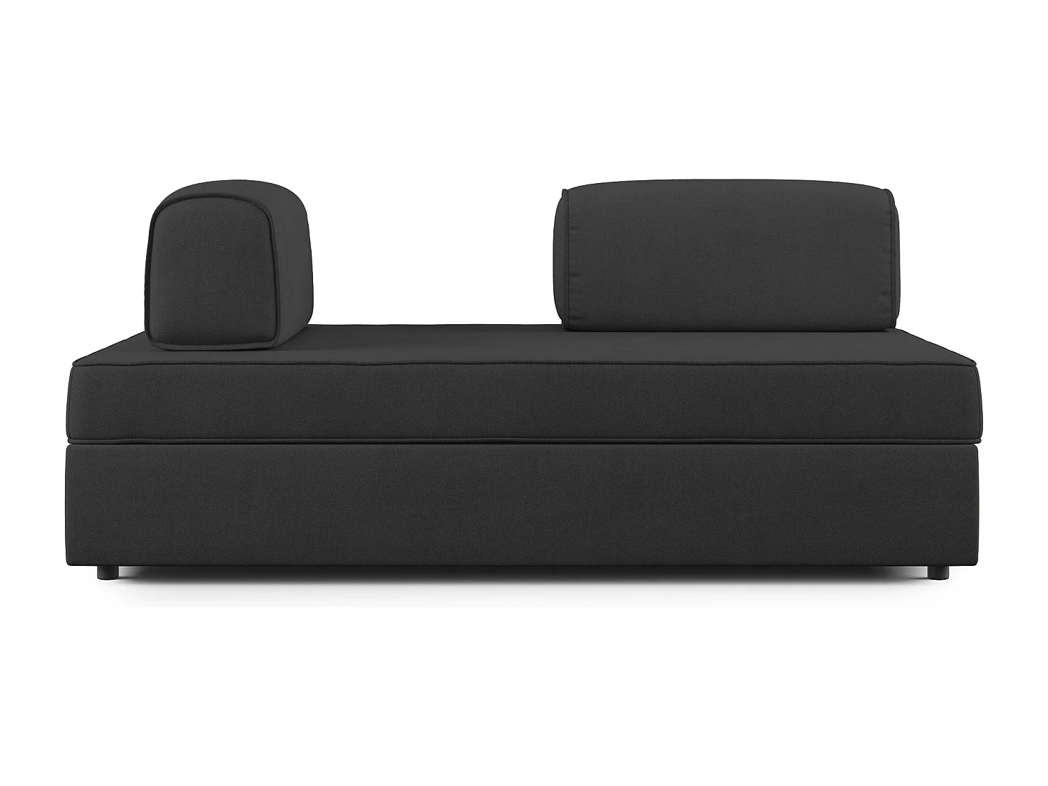 Liberty Sofa mit ausziehbarer Ottomane und beweglichen Rückenlehnen aus weichem wasserfestem Stoff T02 180 cm schwarz