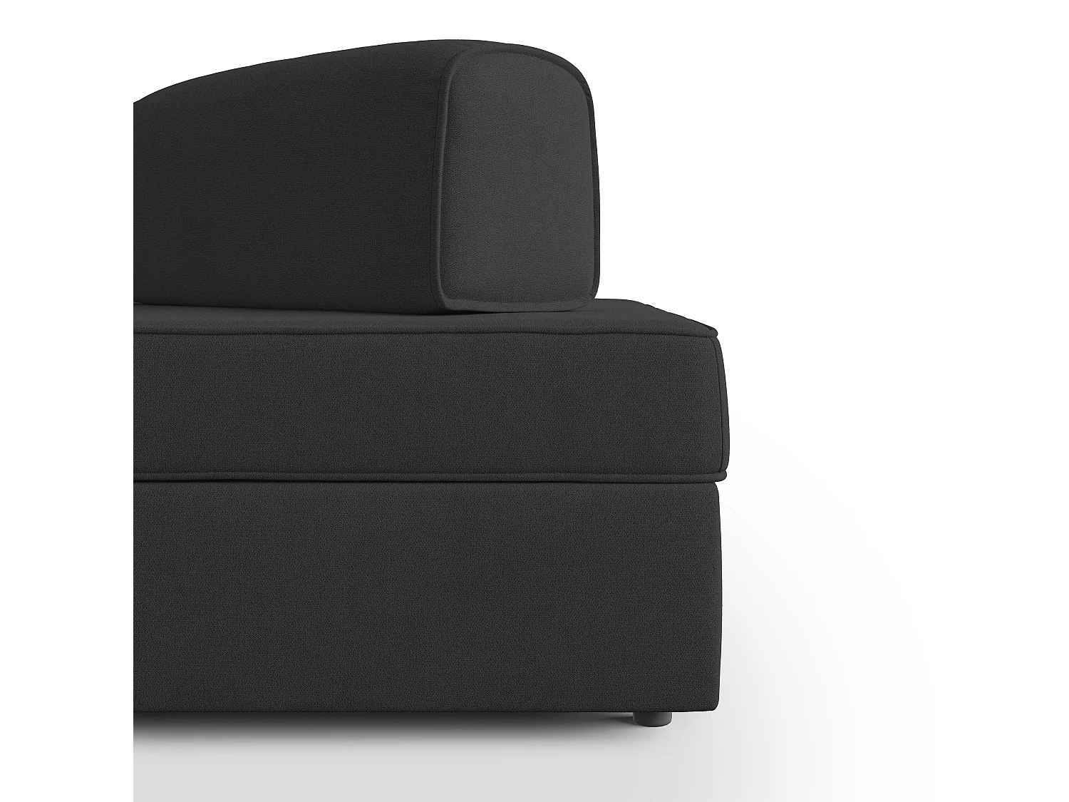 Liberty Sofa mit ausziehbarer Ottomane und beweglichen Rückenlehnen aus weichem wasserfestem Stoff T02 180 cm schwarz