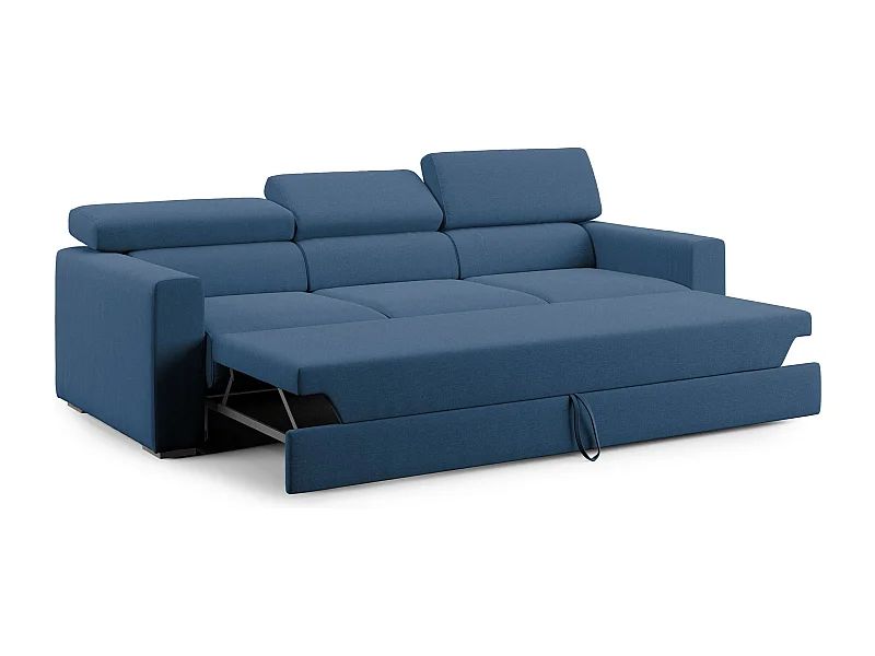 Dylan 3-Sitzer-Sofa mit Bettkastenauszug aus wasserfestem Baumwollartigem Stoff T13 240 cm blau
