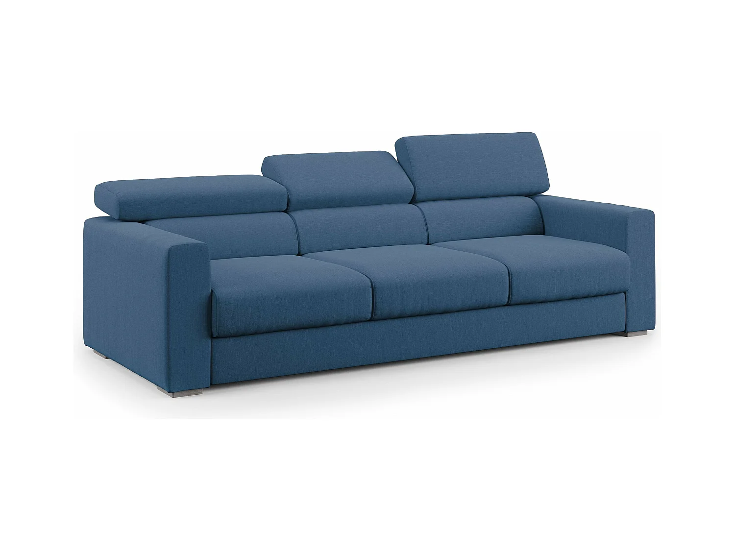 Dylan Canapé avec pouf amovible à 3 assises en tissu effet coton imperméable T13 240 cm bleu