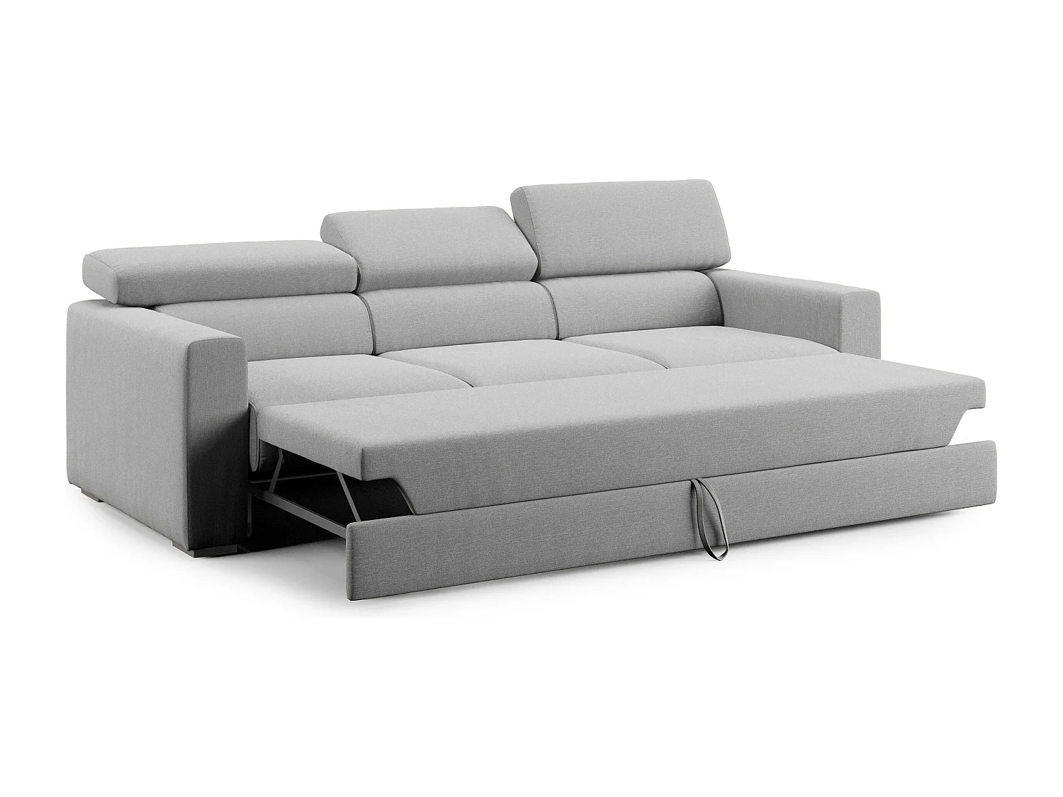 Dylan 3-Sitzer-Sofa mit Bettkastenauszug aus wasserfestem Baumwollartigem Stoff T13 240 cm grau
