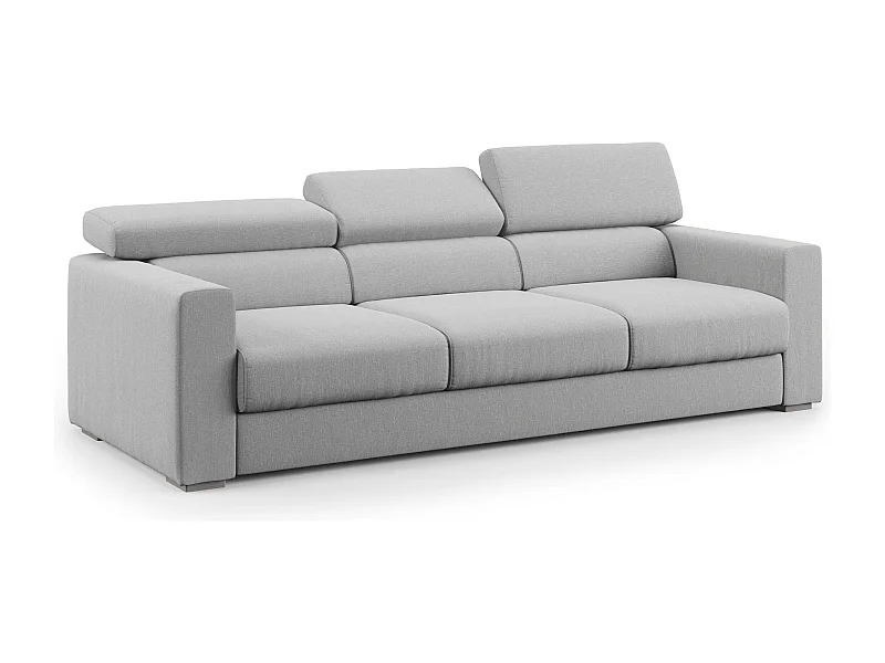 Dylan Canapé avec pouf amovible à 3 assises en tissu effet coton imperméable T13 240 cm gris