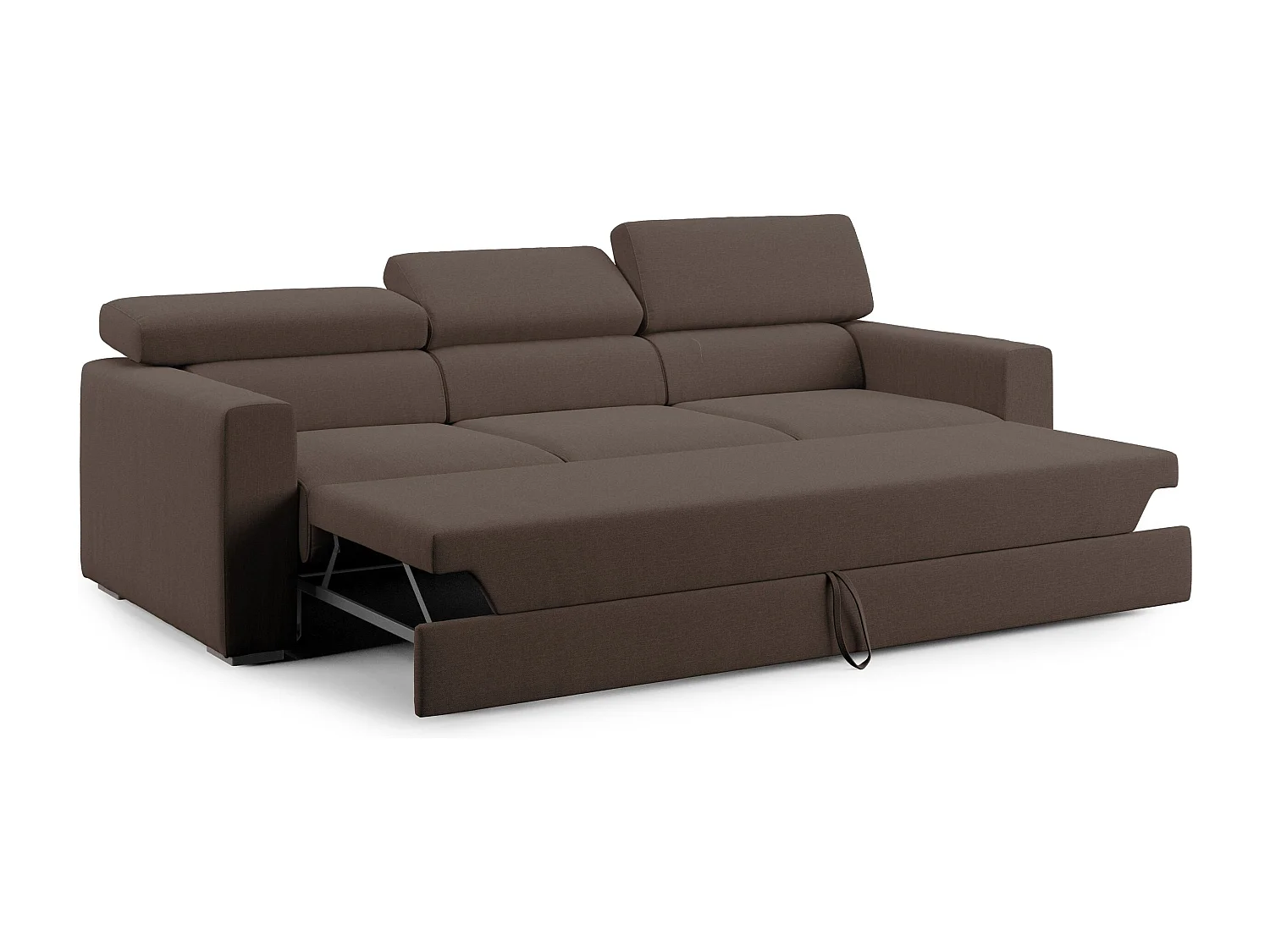 Dylan 3-Sitzer-Sofa mit Bettkastenauszug aus wasserfestem Baumwollartigem Stoff T13 240 cm braun