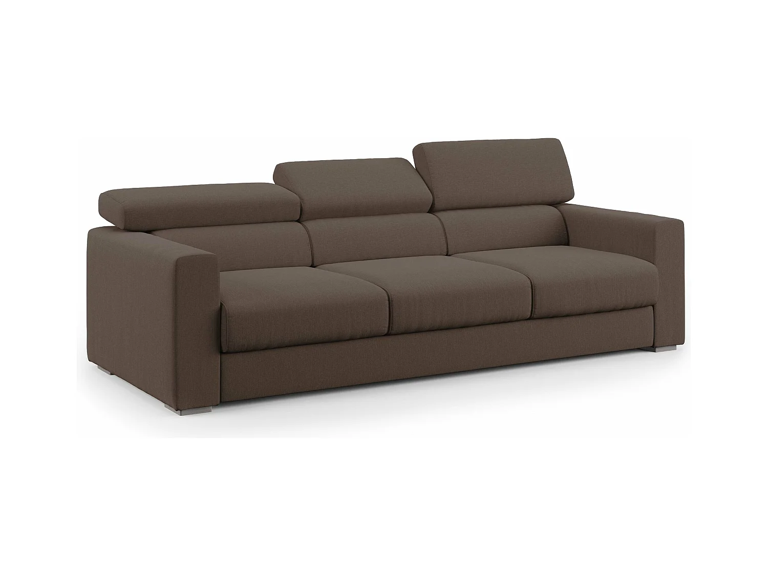Dylan Canapé avec pouf amovible à 3 assises en tissu effet coton imperméable T13 240 cm brun