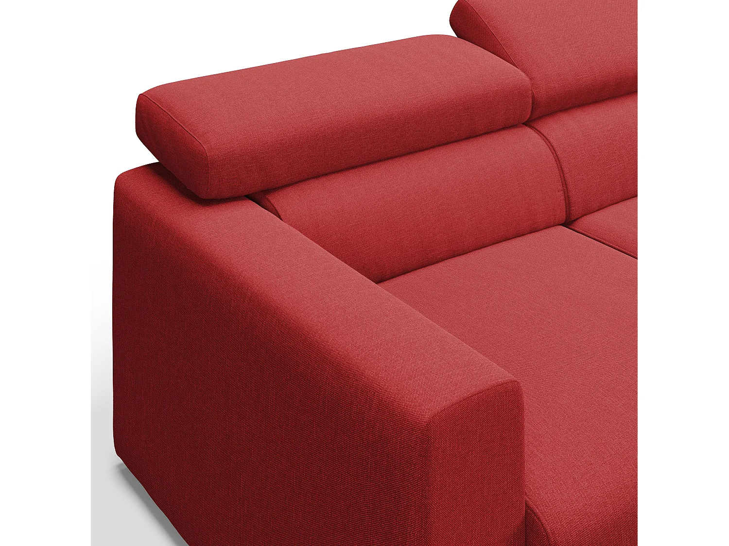 Dylan Sofá de 3 plazas con pouf extraíble en tejido efecto algodón impermeable 240 cm Rojo