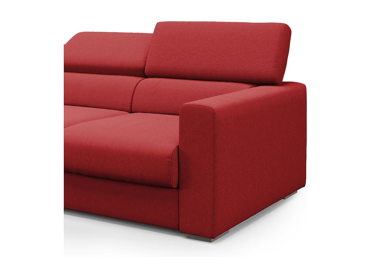 Dylan Sofá de 3 plazas con pouf extraíble en tejido efecto algodón impermeable 240 cm Rojo