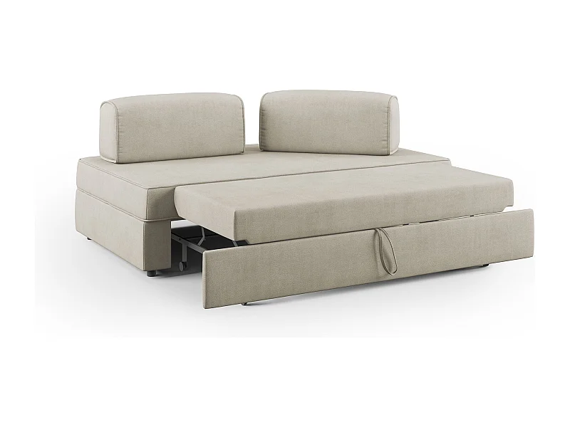 Liberty Canapé avec pouf amovible et dossier amovible en tissu imperméable T02 180 cm creme