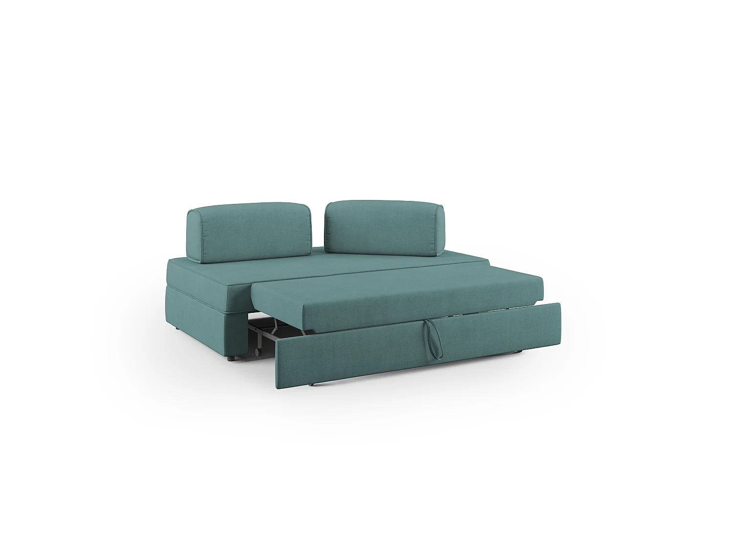 Liberty Sofá con puff extraíble y respaldo desmontable en tela impermeable 200 cm Verde/ Gris