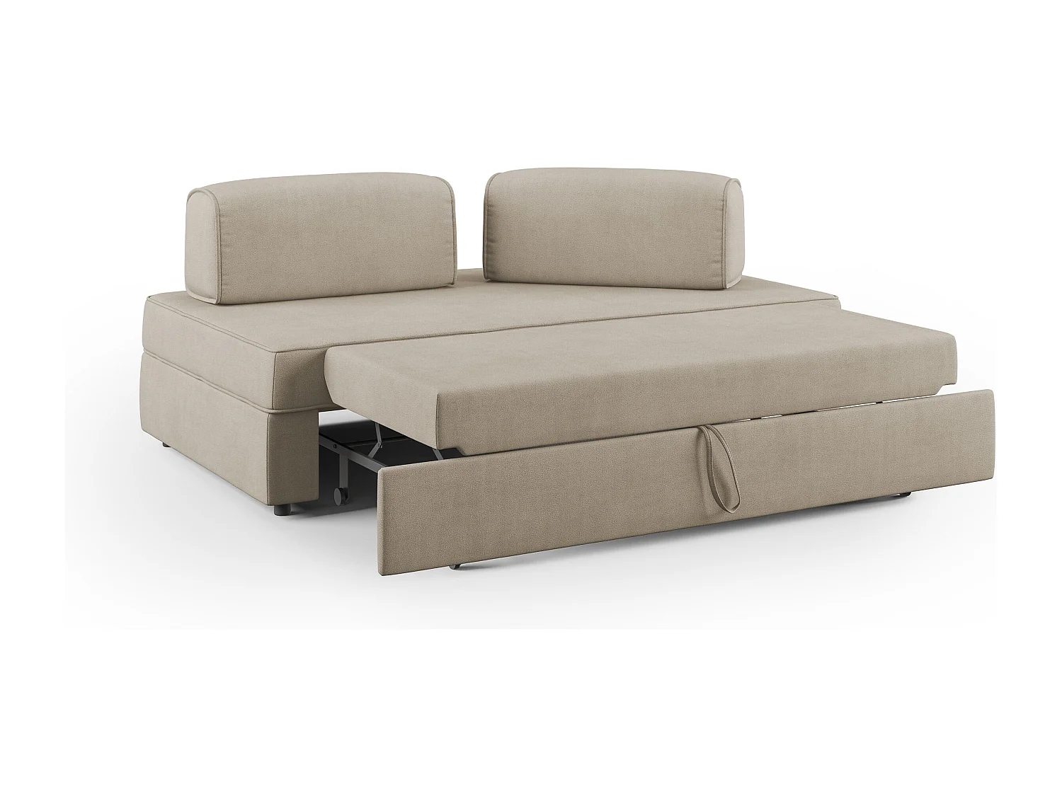 Liberty Divano senza pouf estraibile e schienali movibili in tessuto morbido impermeabile T02 200 cm beige