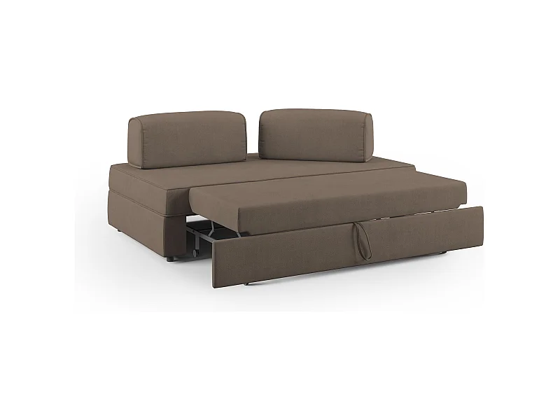 Liberty Sofa mit ausziehbarer Ottomane und beweglichen Rückenlehnen aus weichem wasserfestem Stoff T02 180 cm braun