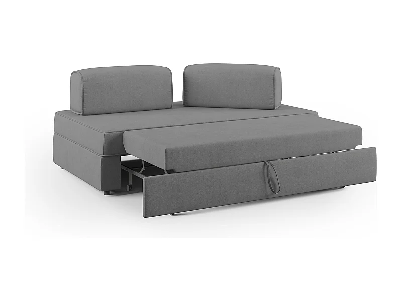 Liberty Sofa mit ausziehbarer Ottomane und beweglichen Rückenlehnen aus weichem wasserfestem Stoff T02 200 cm grau