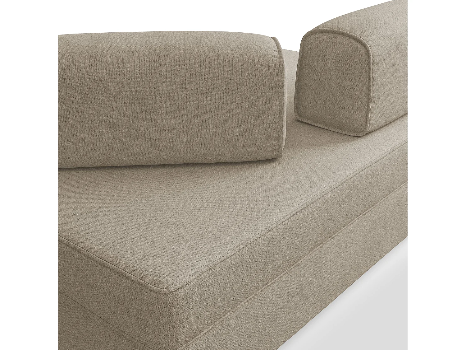 Liberty Sofá con puff extraíble y respaldo desmontable en tela impermeable 180 cm Beige