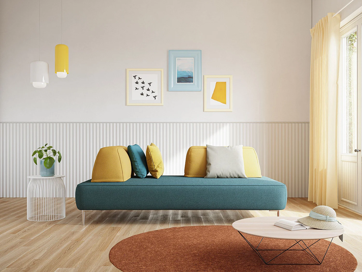 Newton modulares Sofa mit beweglichen Rückenlehnen T07 212 cm blau