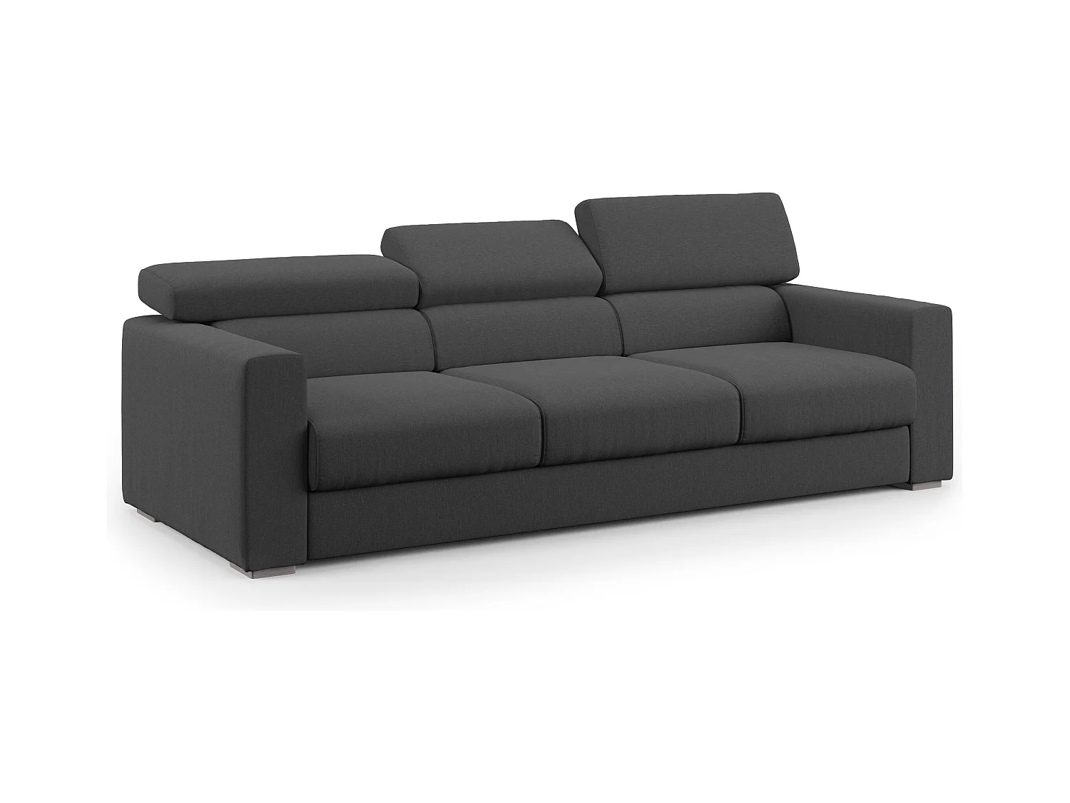 Dylan Canapé avec pouf amovible à 3 assises en tissu effet coton imperméable 240 cm anthracite