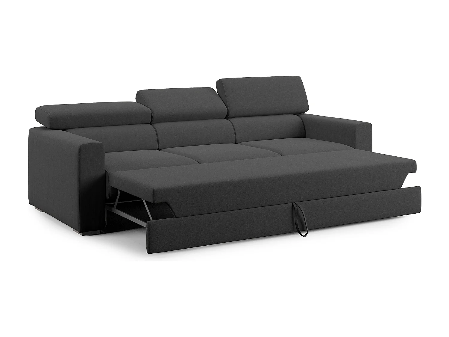 Dylan 3-Sitzer-Sofa mit Bettkastenauszug aus wasserfestem Baumwollartigem Stoff T13 240 cm anthrazit