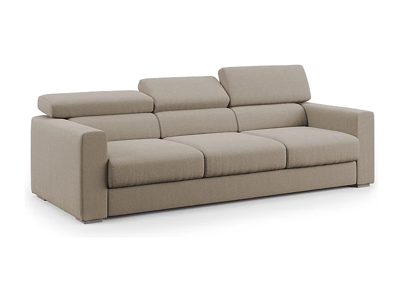 Dylan 3-Sitzer-Sofa mit Bettkastenauszug aus wasserfestem Baumwollartigem Stoff T13 240 cm beige