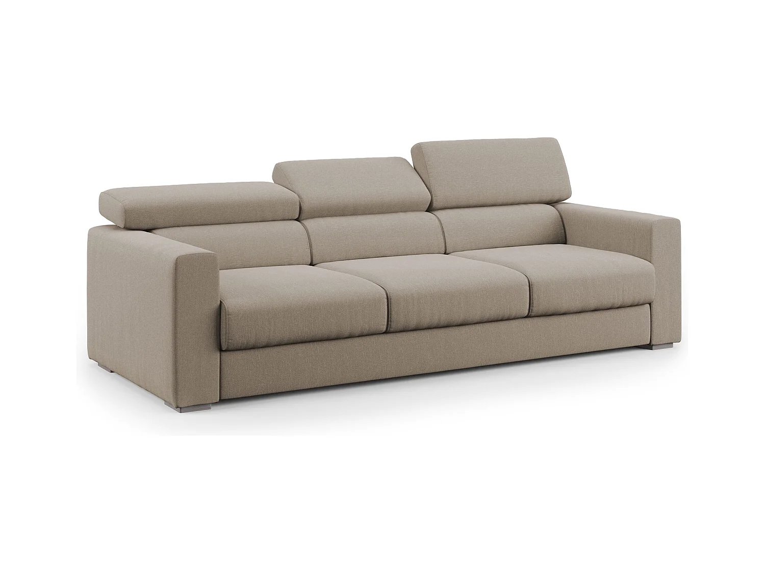Dylan Canapé avec pouf amovible à 3 assises en tissu effet coton imperméable T13 240 cm beige