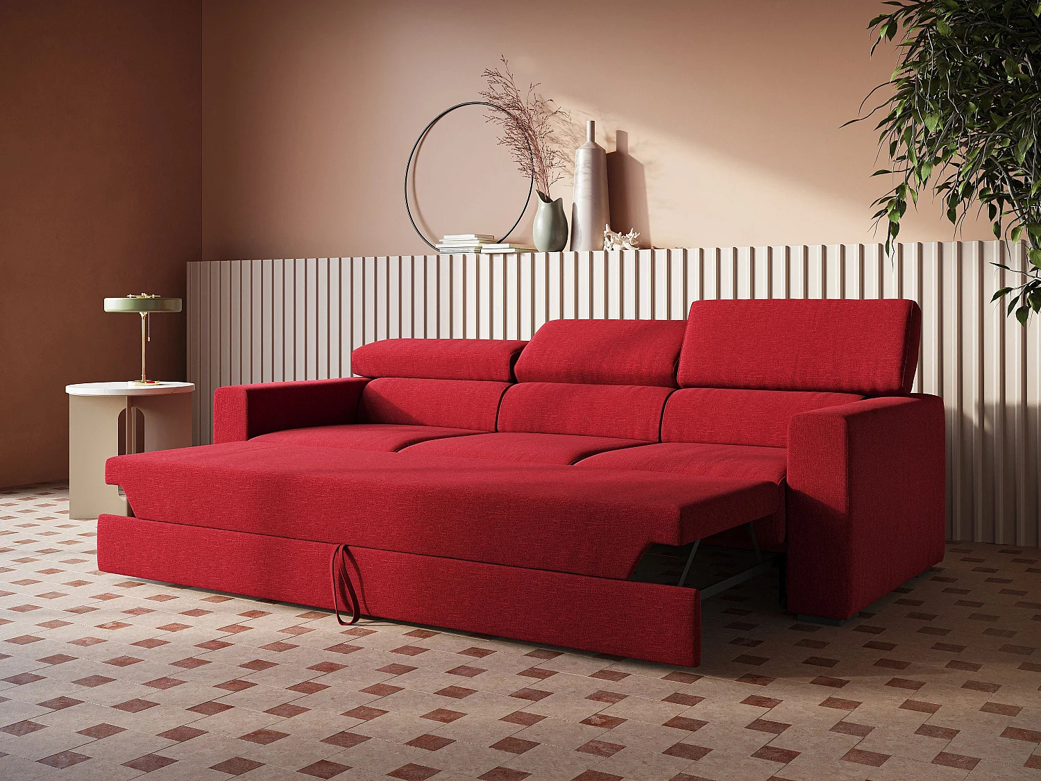 Dylan Divano a 3 sedute con estraibile a cassettone in tessuto simil cotone impermeabile T13 240 cm beige