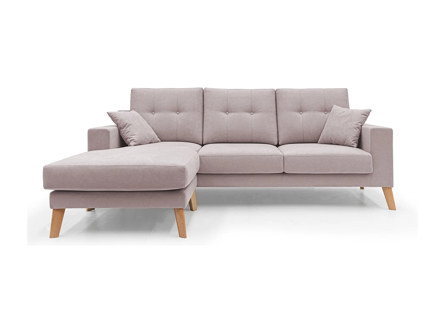 Danish Divano angolare REVERSIBILE in tessuto morbido impermeabile T02 237 cm rosa